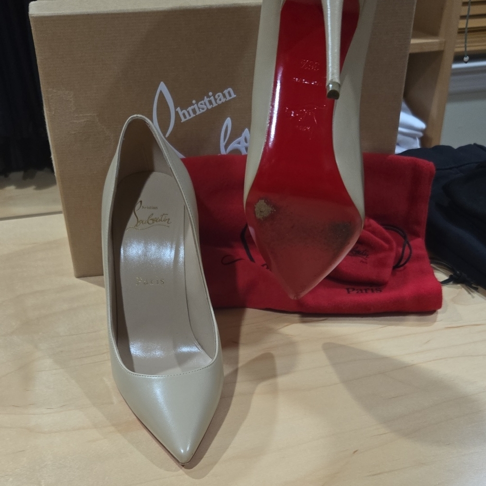 Christian Louboutin Nude Heels with Signature Red Soles